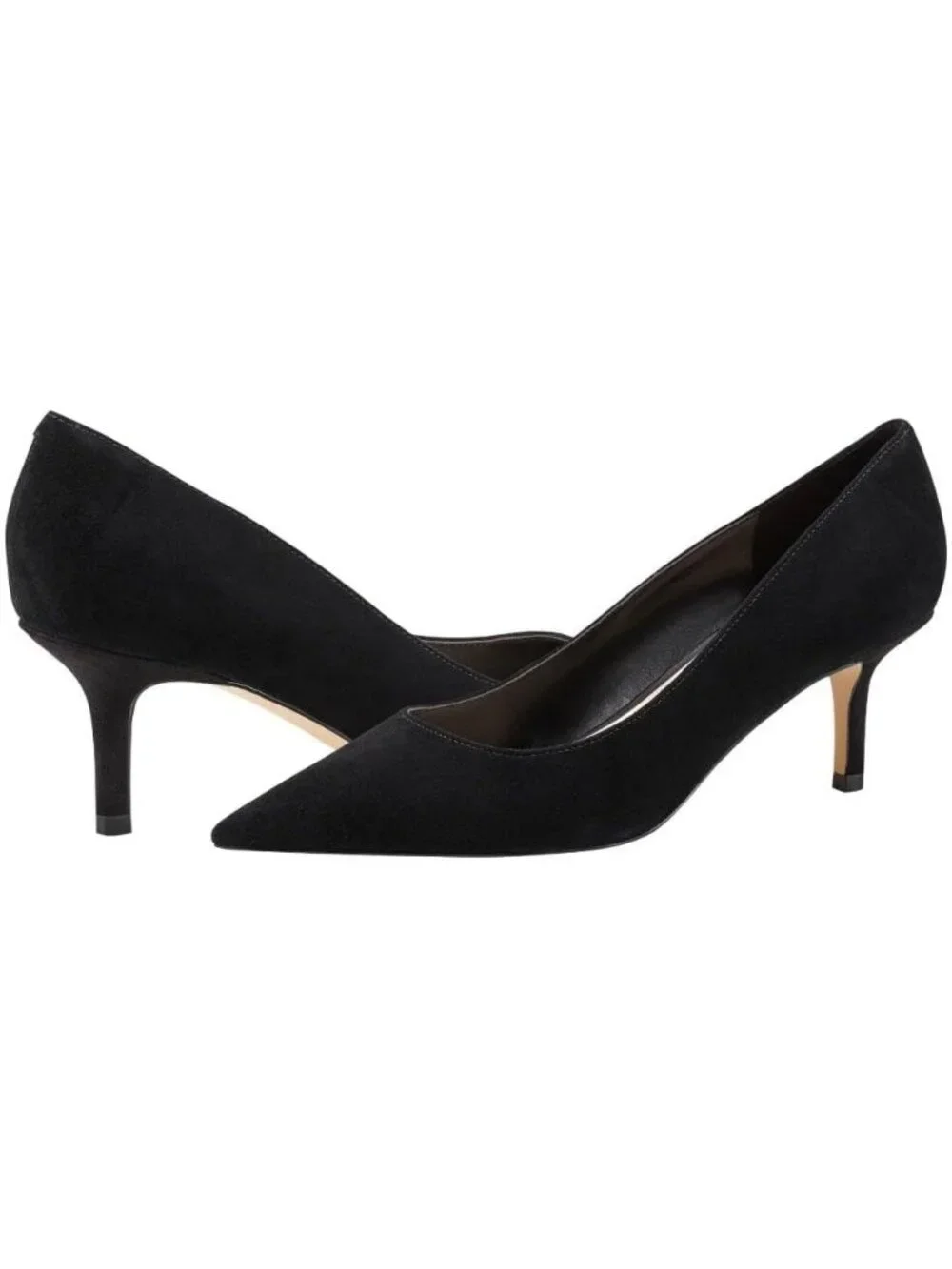 Women's Black Suede Modern Pointed Toe Alola Casual Pumps Pull On Heel Shoes